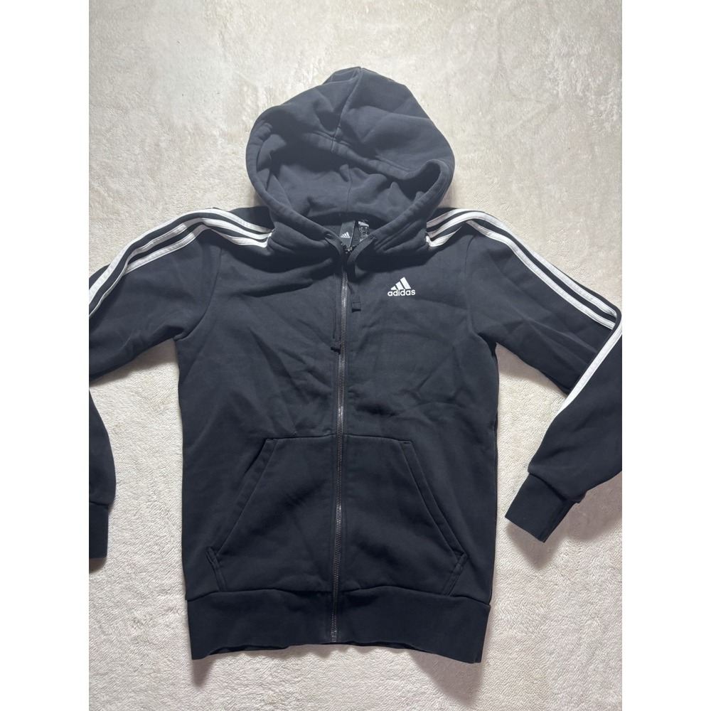 Adidas Black Full Zip Jacket Sweatshirt Long Sleeve Size Small